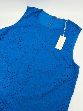 Kobi Halperin Women's Leora Cotton Eyelet Shift Sleeveless Dress, Size XL, Blue